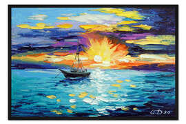 Gerahmter Kunstdruck Segelboot im Morgengrauen