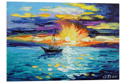 Foam board print Sailboat at dawn