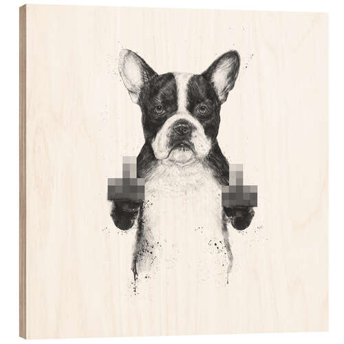 Wood print Censored dog