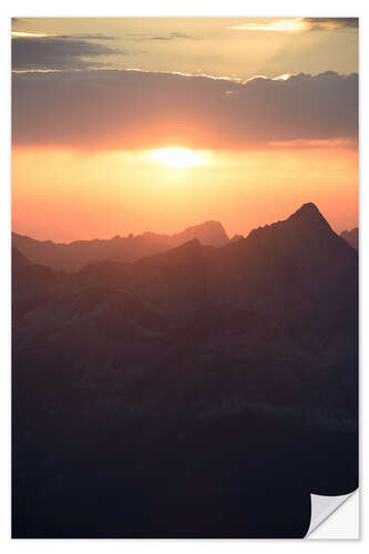 Selvklebende plakat Sunset from Piz Languard, Switzerland