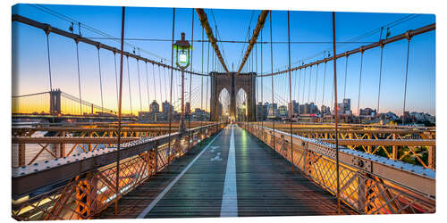 Leinwandbild Auf der Brooklyn Bridge bei Sonnenaufgang