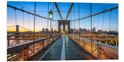 Tableau en PVC Sur le pont de Brooklyn au lever du soleil