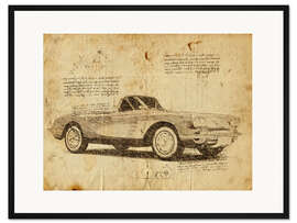 Gerahmter Kunstdruck Vintage Corvette