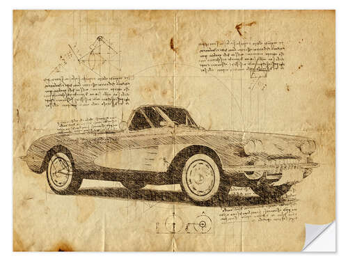 Självhäftande poster Vintage Corvette