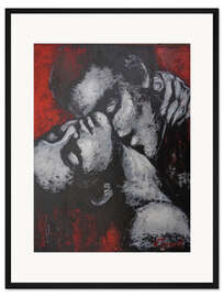 Gerahmter Kunstdruck Leidenschaftlicher Kuss der Liebenden