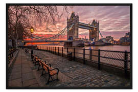 Gerahmter Kunstdruck Tower Bridge im Abendrot