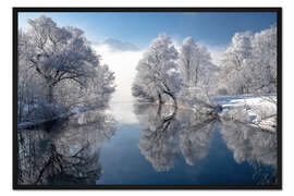 Gerahmter Kunstdruck Winter am Kochelsee, Bayern