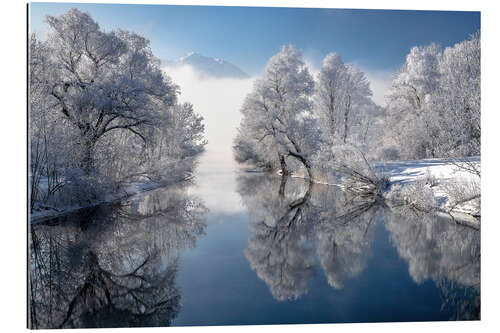 Quadro em plexi-alumínio Inverno em Kochelsee, Baviera