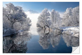 Selvklebende plakat Winter at Kochelsee, Bavaria