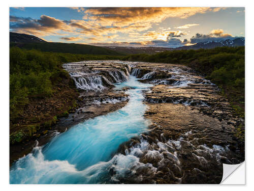 Selvklæbende plakat Bruarfoss waterfall