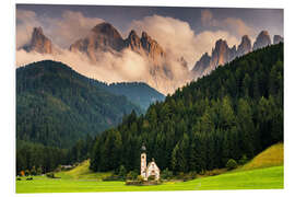 Foam board print View of the Dolomites in the Villnöss valley