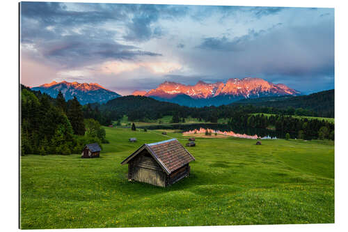 Gallery print Huts in front of the Karwendel Mountains