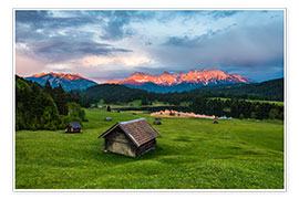 Wall print  Huts in front of the Karwendel Mountains - Arnold Schaffer