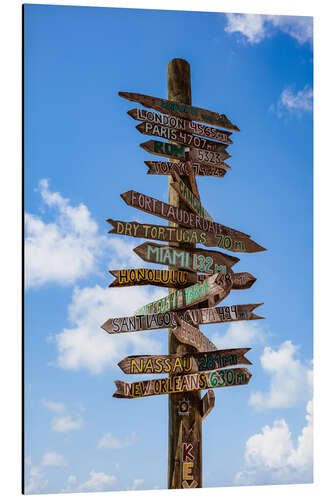 Aluminium print Signpost in Key West, Florida