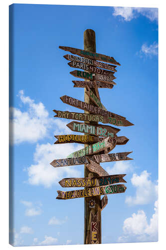 Canvas print Signpost in Key West, Florida