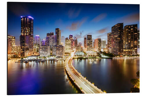 Tableau en aluminium Downtown Miami la nuit