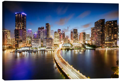 Leinwandbild Downtown Miami bei Nacht