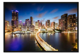 Gerahmter Kunstdruck Downtown Miami bei Nacht