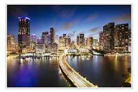 Póster  Downtown Miami de noche - Matteo Colombo