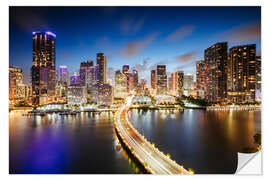 Muursticker Downtown Miami at night