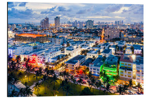 Tableau en aluminium Ocean Drive et vue sur Miami, États-Unis