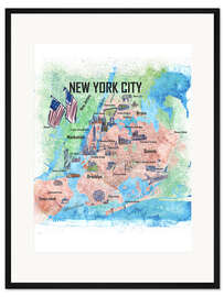 Gerahmter Kunstdruck Stadtplan New York City