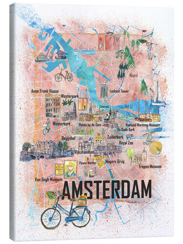 Canvas print Amsterdam city map