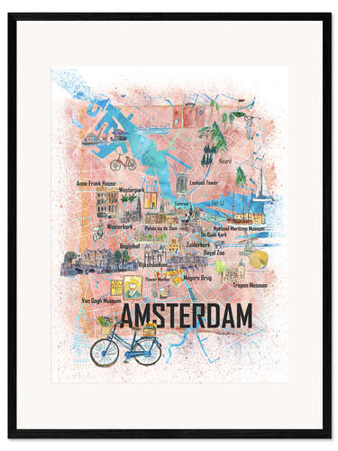 Framed art print Amsterdam city map