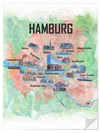 Wandsticker Stadtplan Hamburg