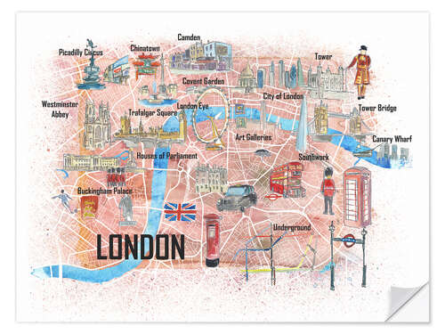 Selvklebende plakat City map London