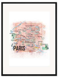 Gerahmter Kunstdruck Stadtplan Paris