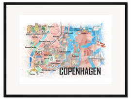 Gerahmter Kunstdruck Stadtplan Kopenhagen