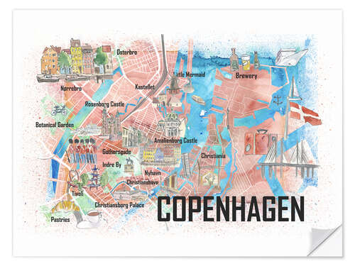 Vinilo para la pared Mapa de la ciudad de Copenhague