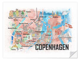 Wandsticker Stadtplan Kopenhagen