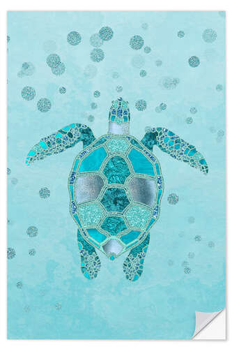 Wall sticker Blue turtle