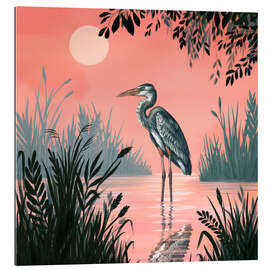 Gallery print Crane in the sunset glow