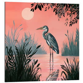 Magnettafel Kranich im Abendrot