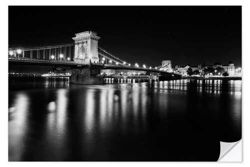 Selvklebende plakat Chain bridge in Budapest, Hungary