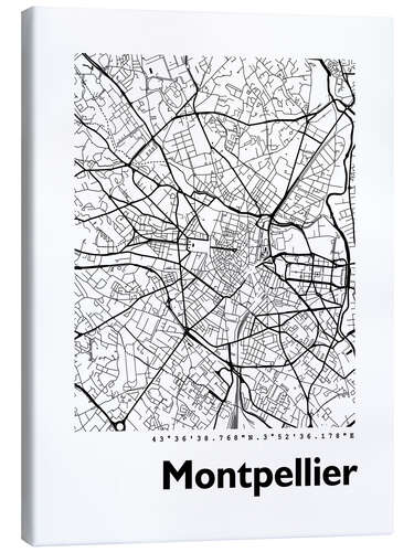 Canvas print City map of Montpellier