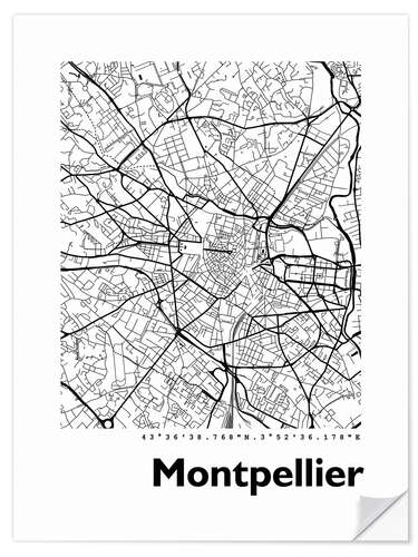 Sticker mural Plan de Montpellier