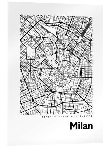 Acrylic print Milan city map