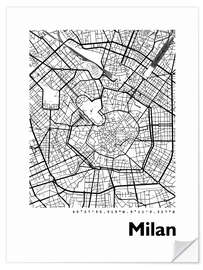 Sticker mural Plan de la ville de Milan