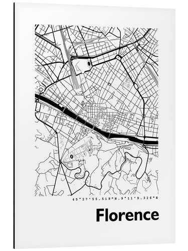 Aluminiumsbilde Florence city map