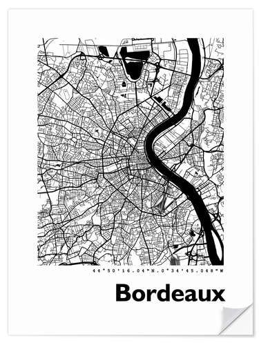 Sticker mural Plan de la ville de Bordeaux