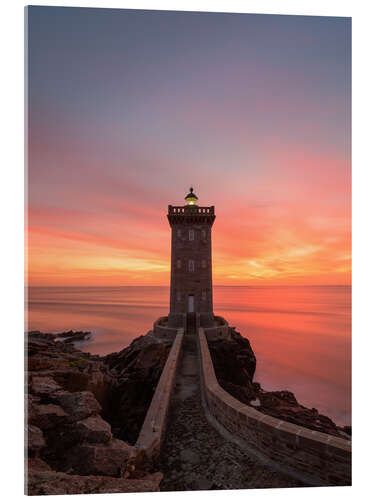 Acrylglasbild Sonnenuntergang am Kermorvan Leuchtturm