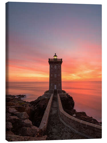 Leinwandbild Sonnenuntergang am Kermorvan Leuchtturm