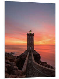 Foam board print Sunset at the Kermorvan lighthouse