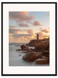 Gerahmter Kunstdruck Sonnenaufgang am Leuchtturm