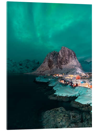 Akryylilasitaulu Aurora borealis over Reine on the Lofoten, Norway