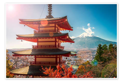 Poster Mt. Fuji and Chureito Pagoda